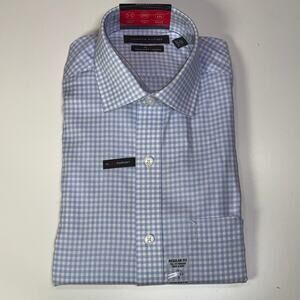 Tommy Hilfiger Men's Flex regular fit wrinkle free Dress Shirt, Blue 14 32/33